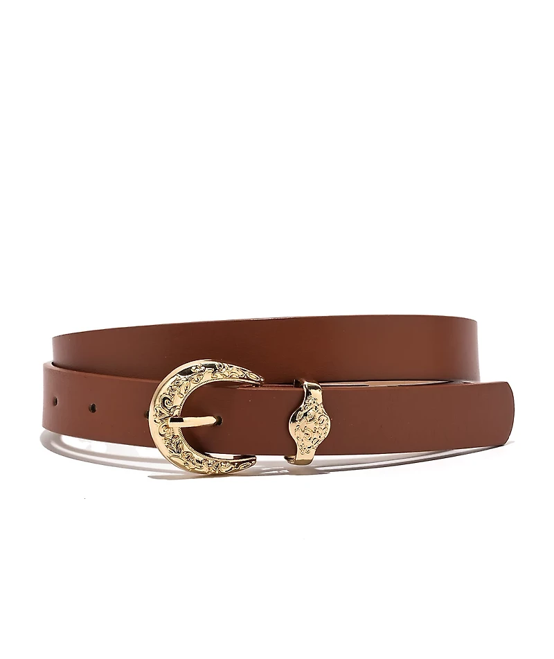 Ella Shea Slim Tan & Gold Buckle Belt