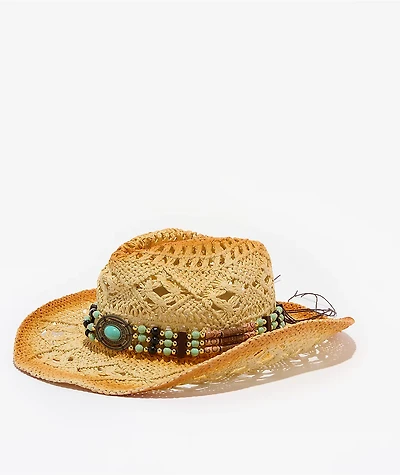 Ella Shea Turquoise Bead Woven Cowboy Hat