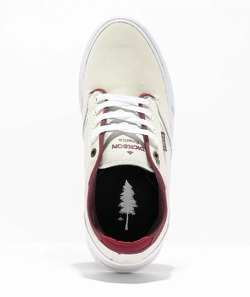 Emerica Dickson White & Red Skate Shoes