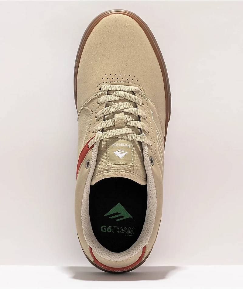 Emerica Low Vulc Tan, White & Gum Skate Shoes