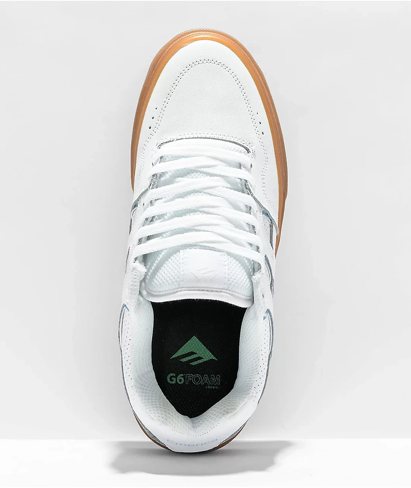 Emerica Tilt G6 White, Blue, & Gum Skate Shoes