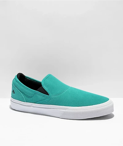 Emerica Wino G6 Aqua & White Slip-On Skate Shoes