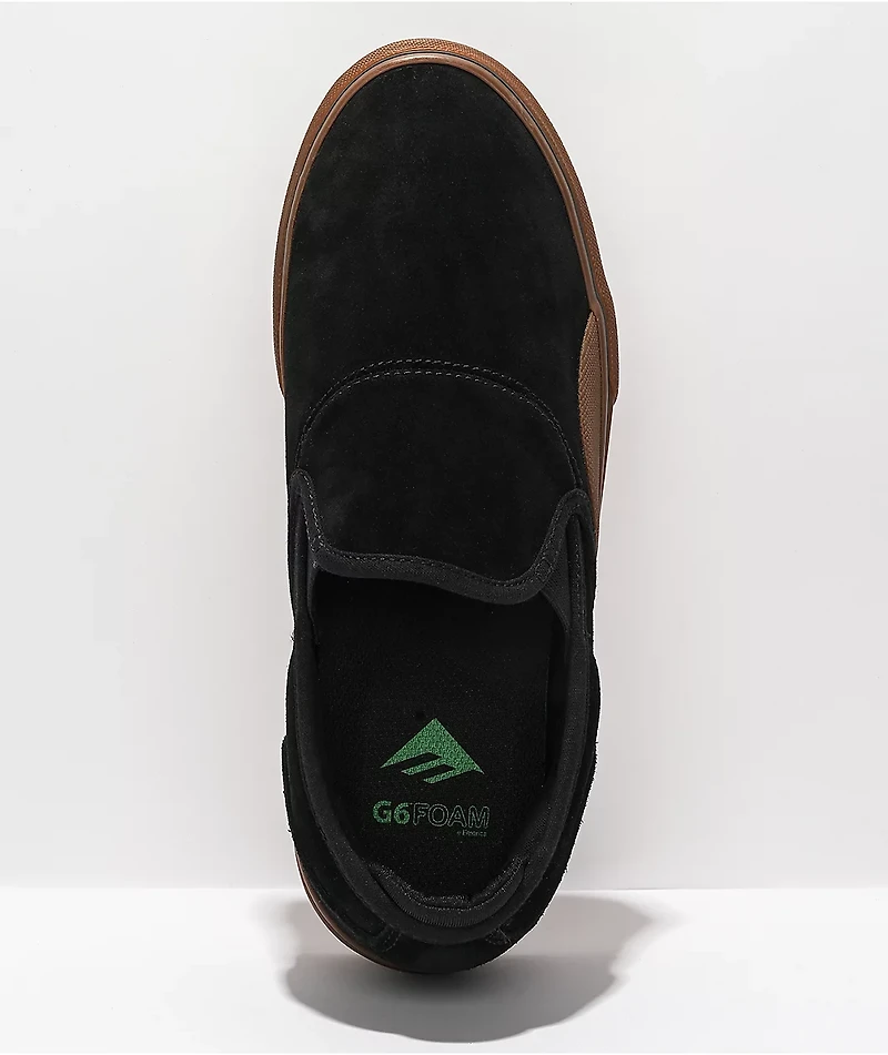 Emerica Wino G6 Black & Gum Slip-On Skate Shoes