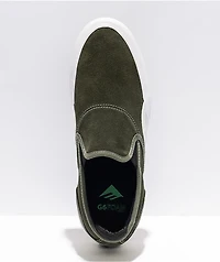 Emerica Wino G6 Olive & White Slip-On Skate Shoes