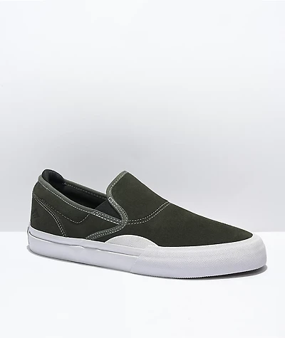 Emerica Wino G6 Olive & White Slip-On Skate Shoes