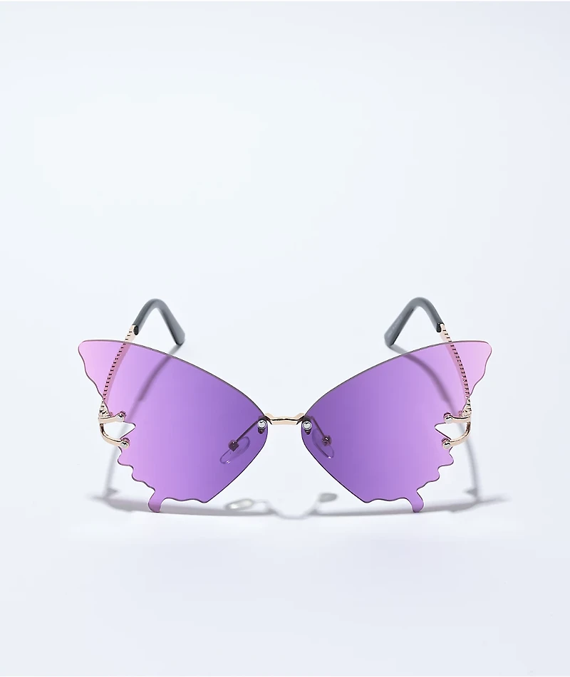 Emilia Butterfly Purple Frameless Sunglasses