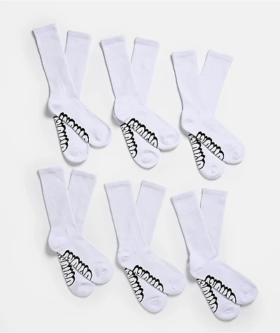 Empyre 6 Pack White Crew Socks