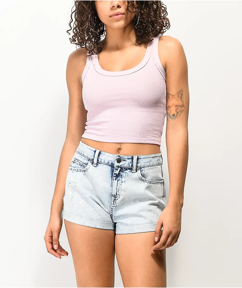 Empyre Adrian Roll Hem Light Wash Denim Shorts