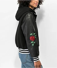 Empyre Aiden Rose Black & White Hooded Bomber Jacket