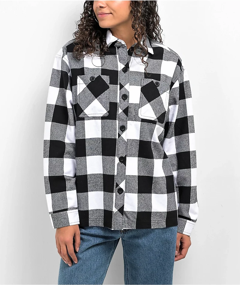 Empyre Akrin Black & White Plaid Flannel Shirt