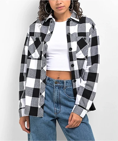 Empyre Akrin Black & White Plaid Flannel Shirt