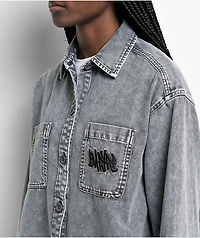 Empyre Akrin Grey Mineral Wash Long Sleeve Button Up Shirt