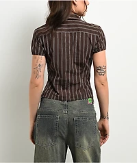 Empyre Alana Brown Pinstripe Button Up Shirt