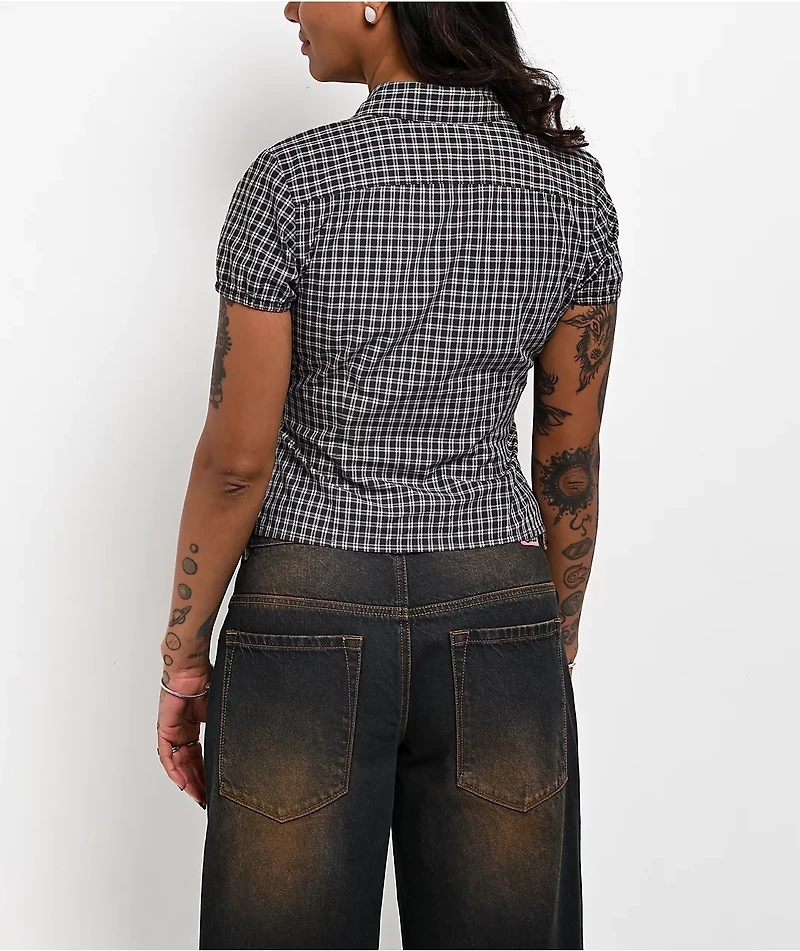 Empyre Alana Plaid Brown Button Up Shirt