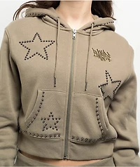 Empyre Angel Green Crop Zip Hoodie