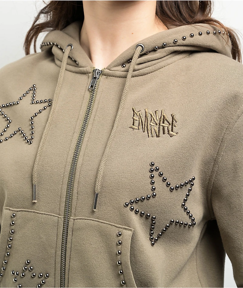 Empyre Angel Green Crop Zip Hoodie