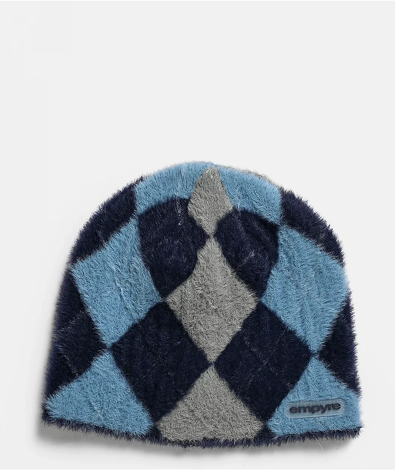 Empyre Argyle Shag Blue Skully Beanie