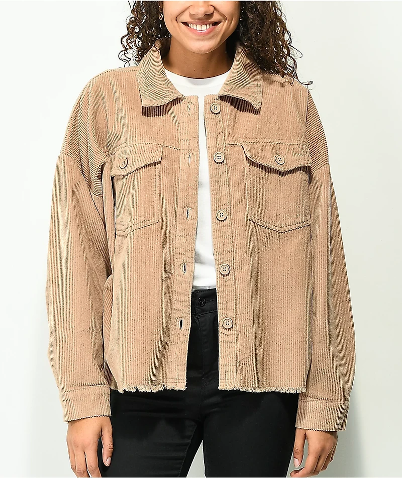 Empyre Aria Tan Corduroy Shirt Jacket