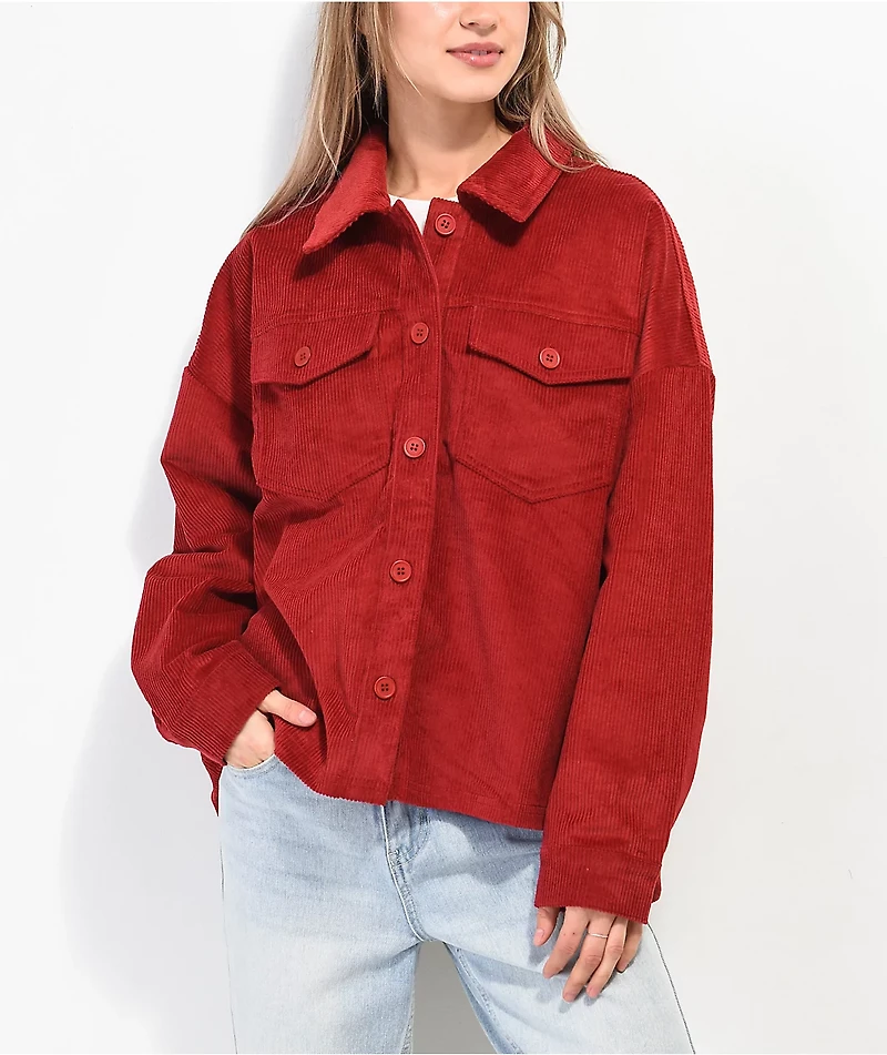 Empyre Aria Wine Corduroy Shirt Jacket