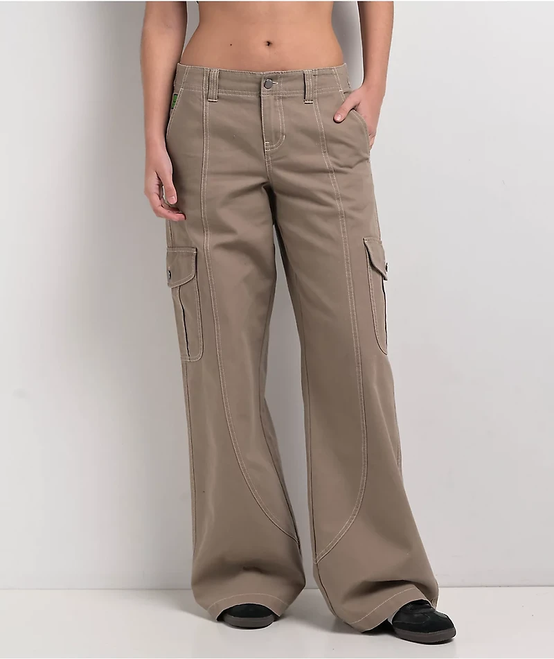 Empyre Audra Taupe Grey Loose Fit Cargo Pants