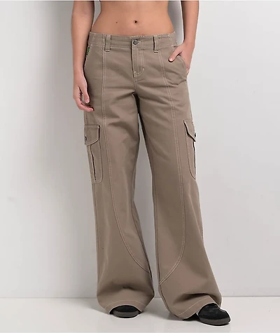 Empyre Audra Taupe Grey Loose Fit Cargo Pants
