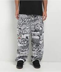 Empyre B&W Graffiti Grey Camo Ultra Loose Cargo Pants