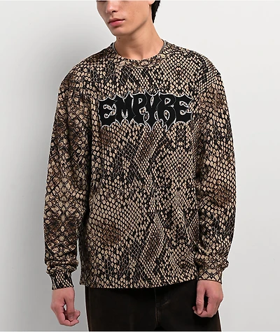 Empyre Backwoods Embroidered Brown Long Sleeve T-Shirt
