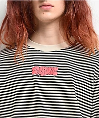 Empyre Bad Cat Micro Stripe Black & White Long Sleeve T-Shirt