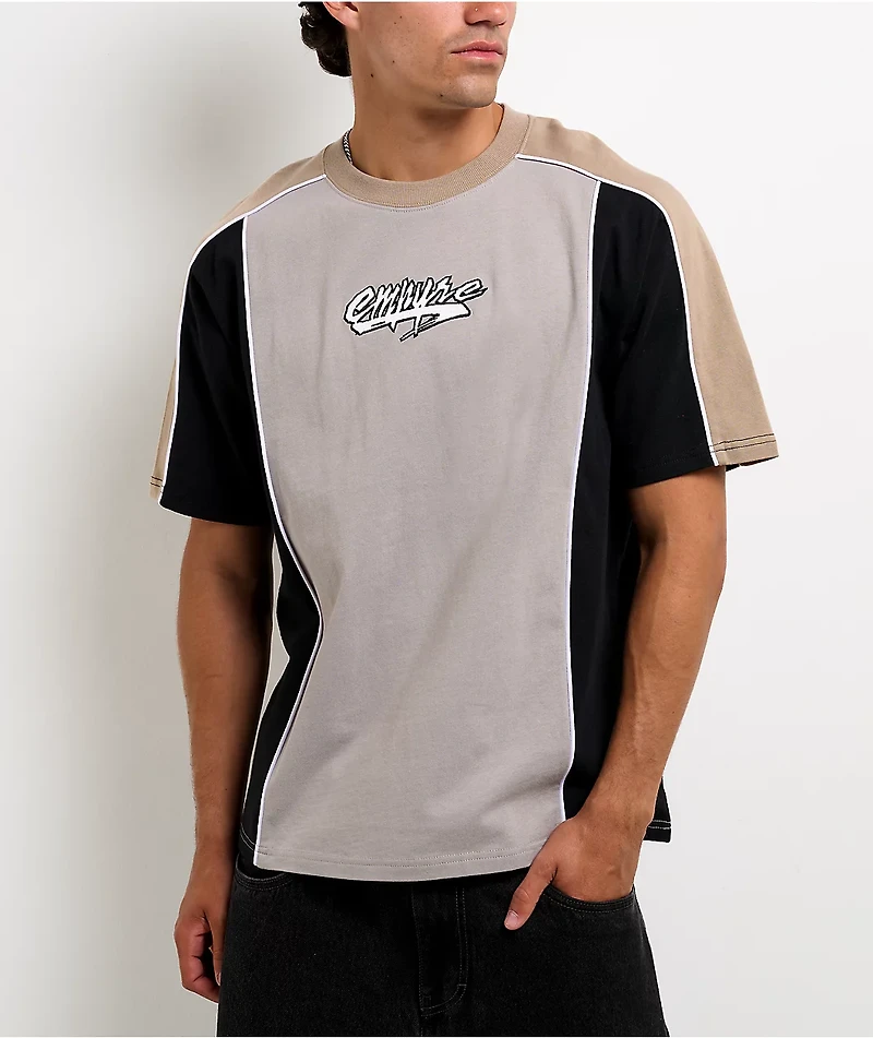 Empyre Beach Break Blocked Beige Boxy T-Shirt