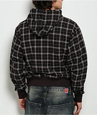 Empyre Beach Brown Plaid Crop Zip Hoodie