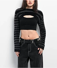 Empyre Black Stripe Shrug Sweater