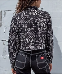 Empyre Blaise Caviar Printed Black Crop Work Jacket