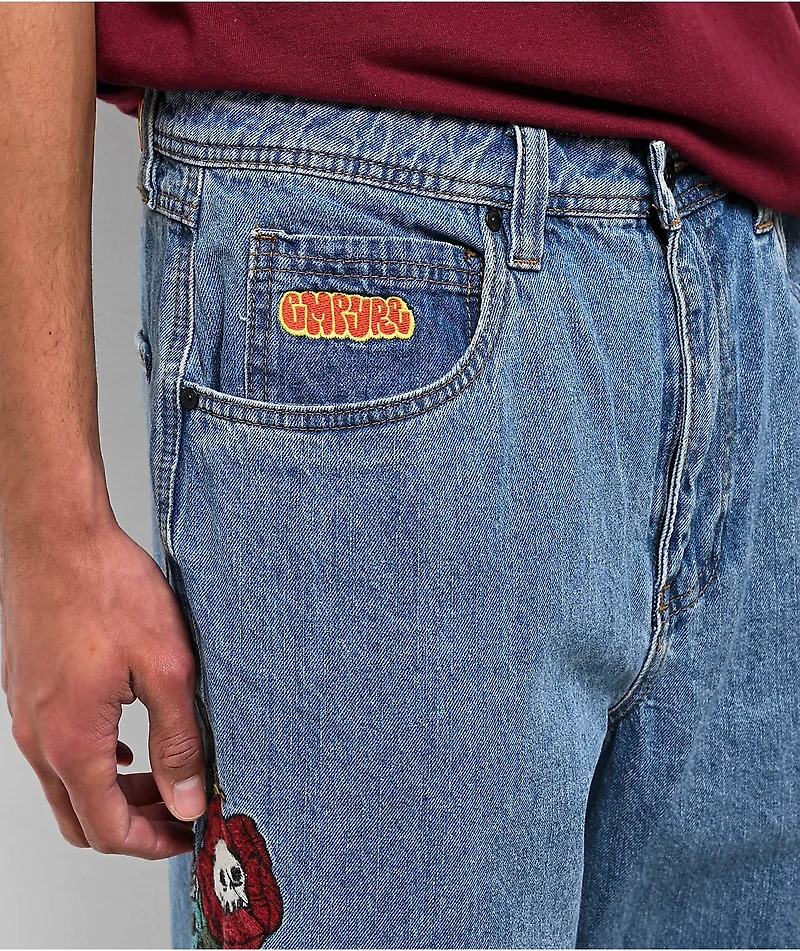 Empyre Blake Flowers Blue Denim Skate Jeans