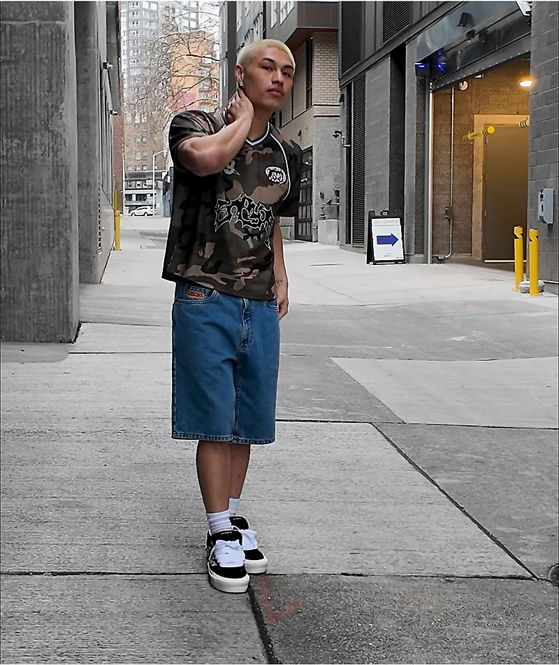Empyre Blake Loose Fit Blue Wash Denim Skate Shorts