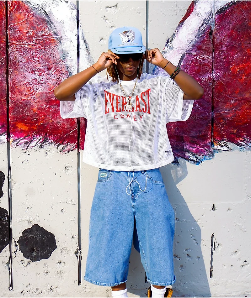 Empyre Blake Ultra Wide Blue Denim Skate Shorts