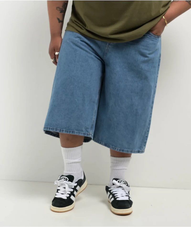Empyre Blake Ultra Wide Blue Denim Skate Shorts