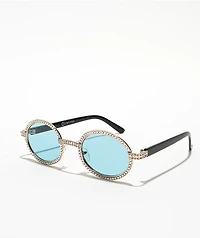Empyre Bling Blue Round Sunglasses