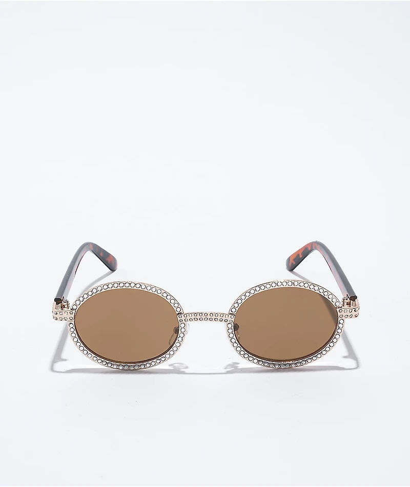 Empyre Bling Brown Round Sunglasses