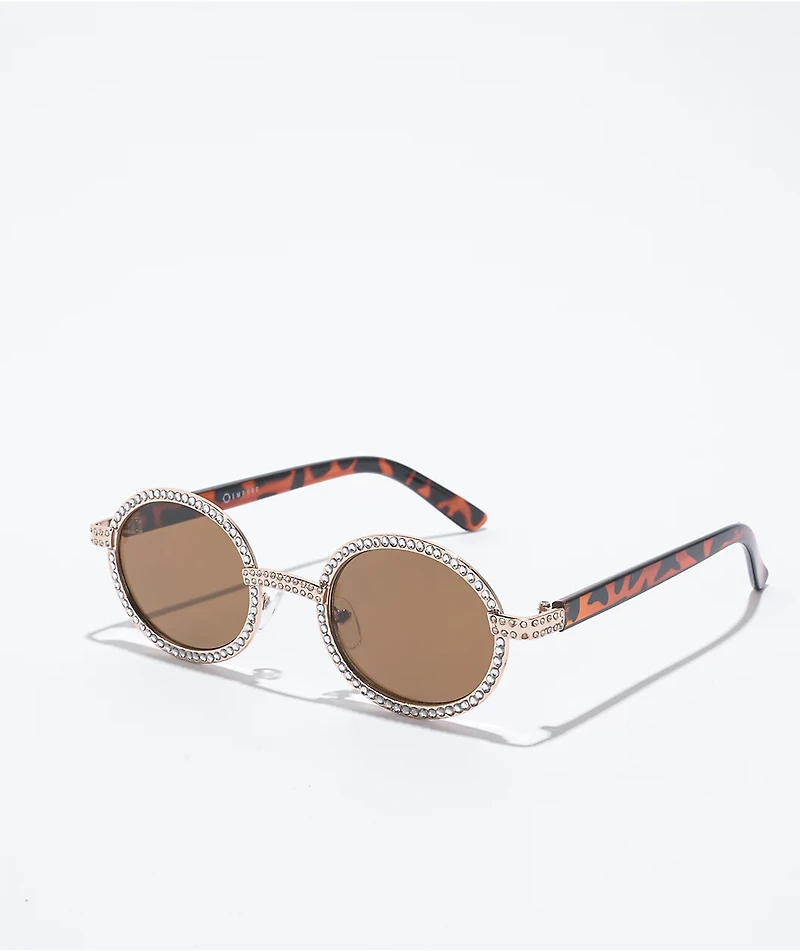 Empyre Bling Brown Round Sunglasses