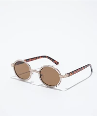 Empyre Bling Brown Round Sunglasses