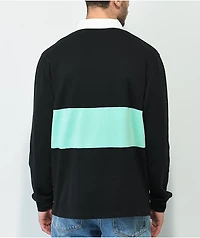 Empyre Blocked Black & Blue Rose Long Sleeve Polo Shirt