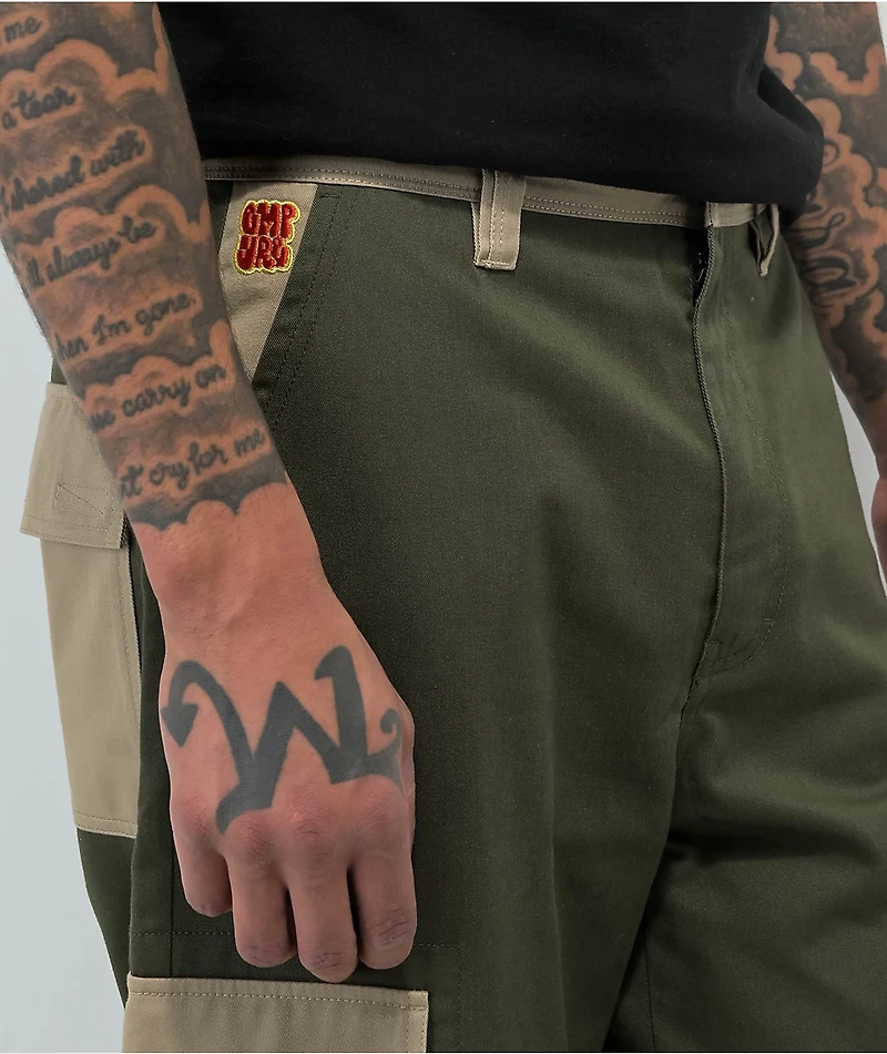 Empyre Blocked Olive & Khaki Cargo Skate Pants