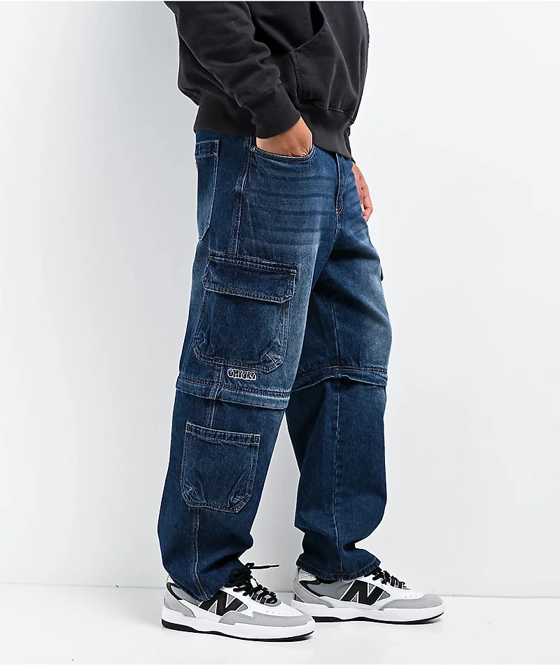 Empyre Blue Zip Off Cargo Denim Skate Jeans