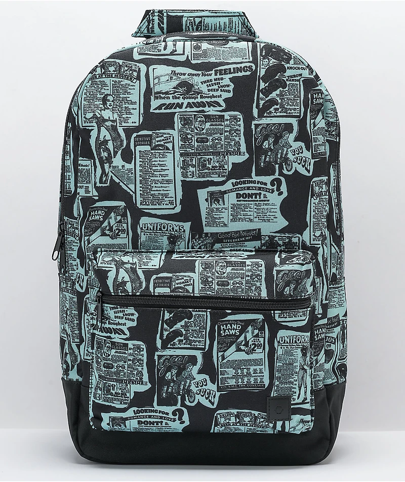 Empyre Brenda Newsprint Black & Teal Backpack