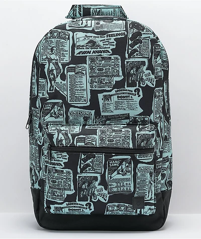 Empyre Brenda Newsprint Black & Teal Backpack