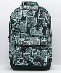 Empyre Brenda Newsprint Black & Teal Backpack