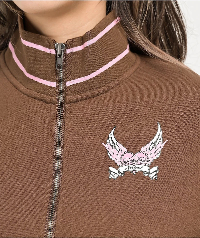 Empyre Bria Hearts Brown Zip Sweatshirt