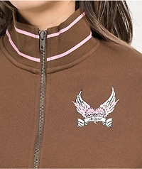 Empyre Bria Hearts Brown Zip Sweatshirt