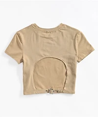 Empyre Brianna Blooming Beige Crop T-Shirt