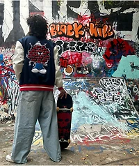 Empyre Brick Navy & White Varsity Jacket